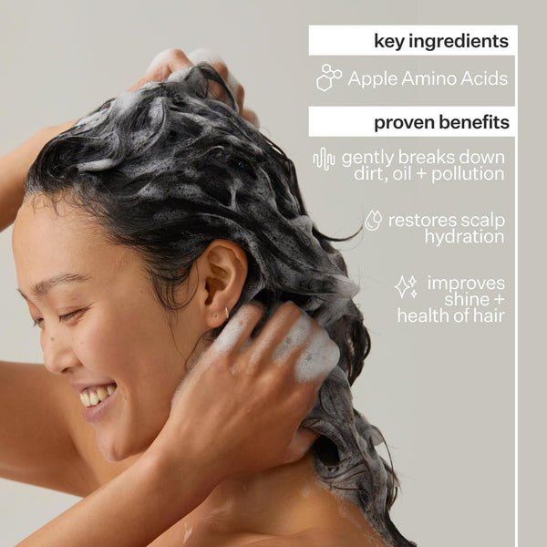 Infographic showing Act+Acre Jumbo Hair Cleanse ingredients and benefits