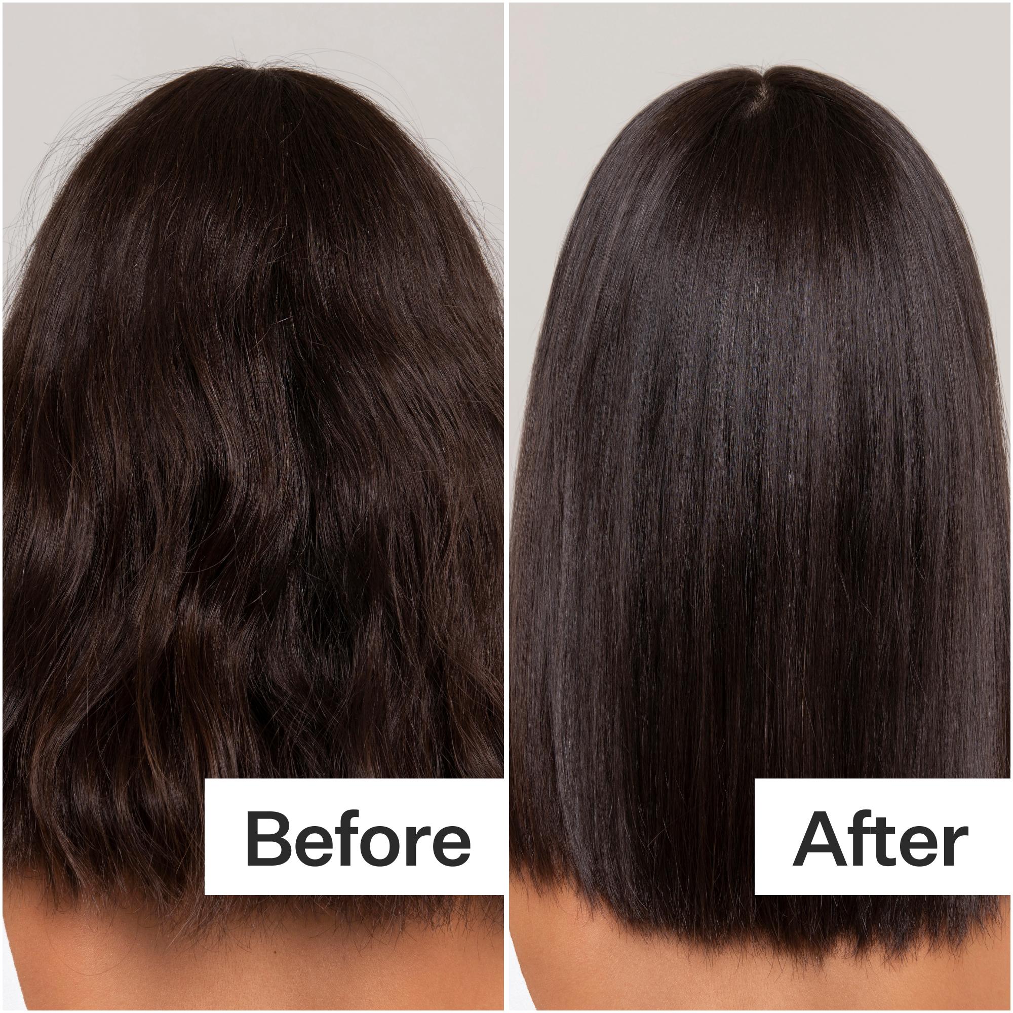 Before/After of hair when using Act+Acre Restorative Conditioning Hair Mask