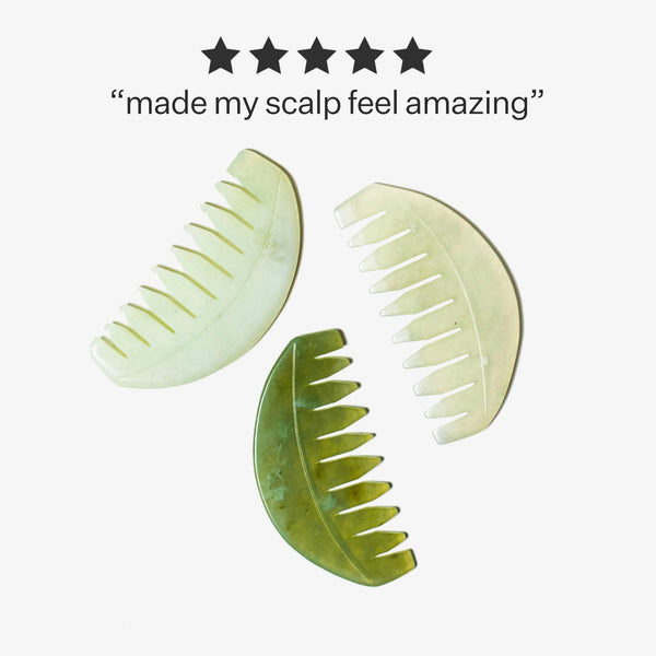 Infographic with Act+Acre Scalp Gua Sha Tool reviews