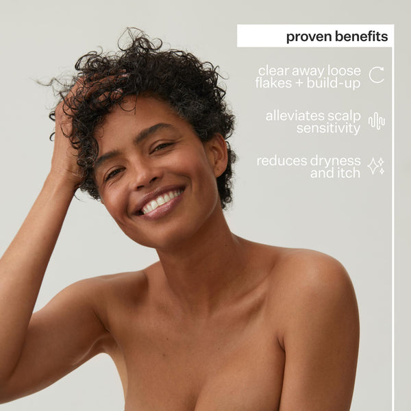 Infographic describing proven benefits of Act+Acre Scalp Relief System