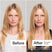 Before/After of woman with long, blonde hair using Act+Acre Stem Cell Conditioner