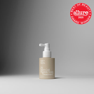 Skincare bottle with 'Allure Best of Beauty Award Winner' badge on a gray background