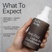 Infographic describing what to expect when using Act+ Acre Leave In Conditioner