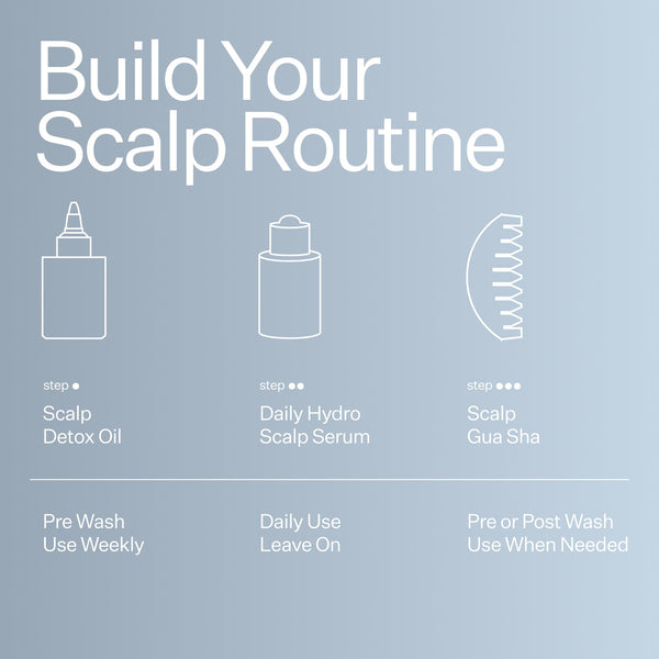 Infographic explaining scalp routine when using Daily Hydro™ Scalp Serum