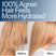 Before and after comparison of hair hydration with text '100% Agree Hair Feels More Hydrated' after using Act+Acre Daily Hydro™ Hydrating Conditioner.