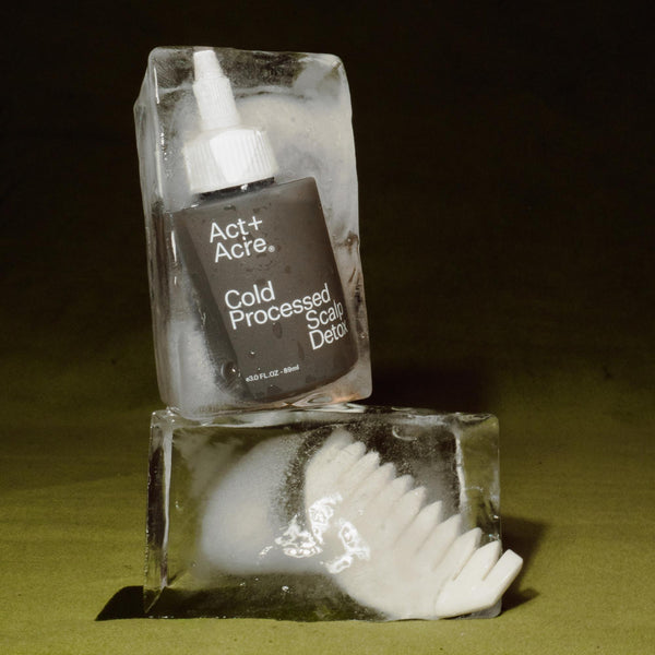 Act+Acre Scalp Detox and Gua Sha frozen in ice