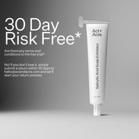 Act+ Acre BHA Salicylic Acid Scalp Exfoliator with text reading "30 Day Risk Free*"