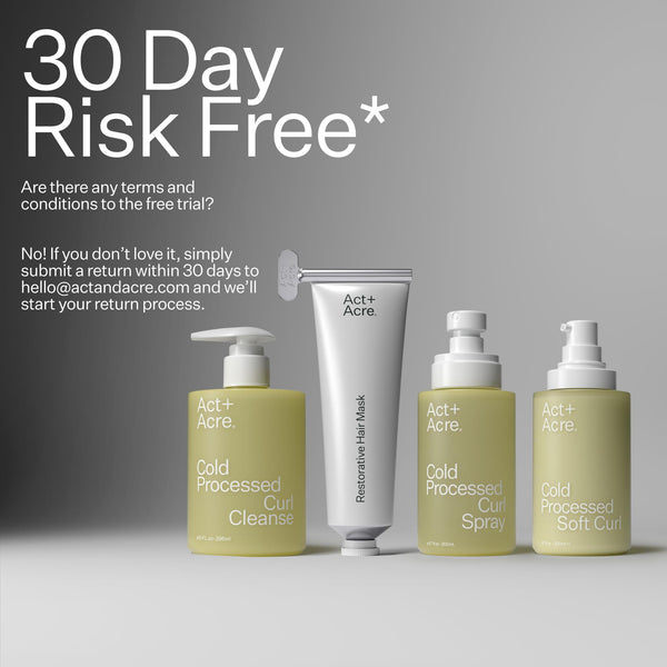 Act+Acre Soft Curl System with text reading "30 Day Risk Free*"