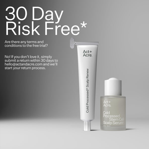 Act+Acre Oily Scalp System with text reading "30 Day Risk Free*"