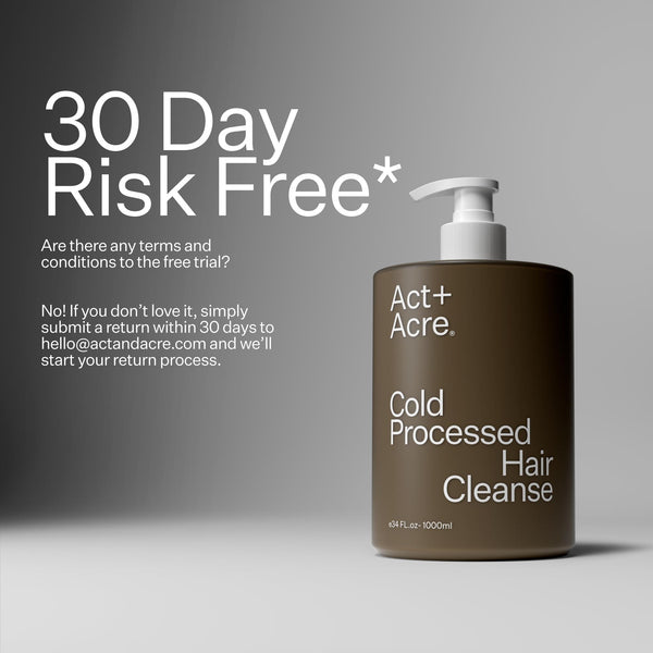 Act+Acre Jumbo Hair Cleanse with text reading "30 Day Risk Free*"