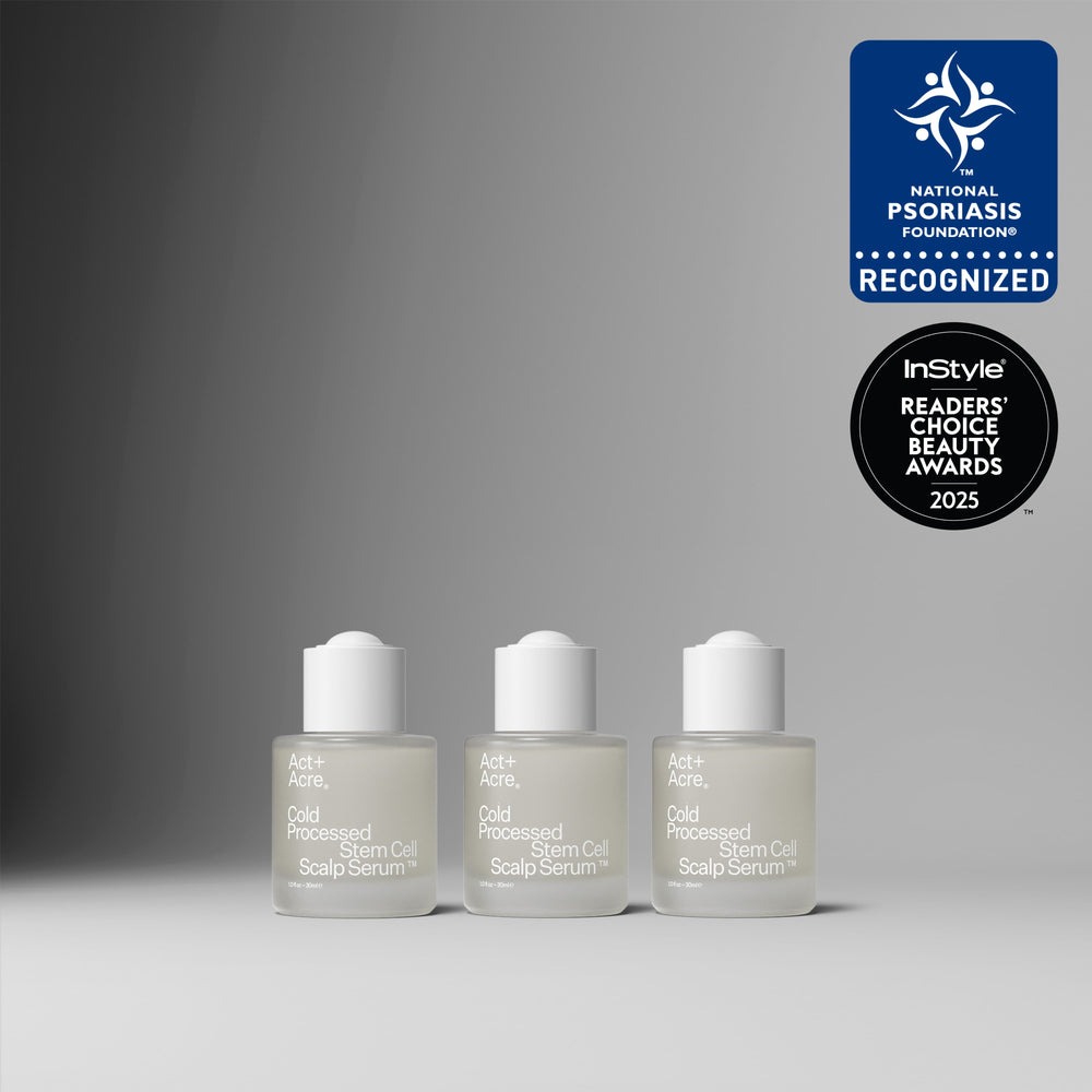Three Stem Cell Serums on a gray background
