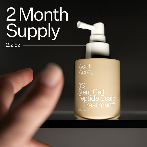 Act+Acre 3% Stem Cell Peptide Scalp Treatment with details of 2 month supply