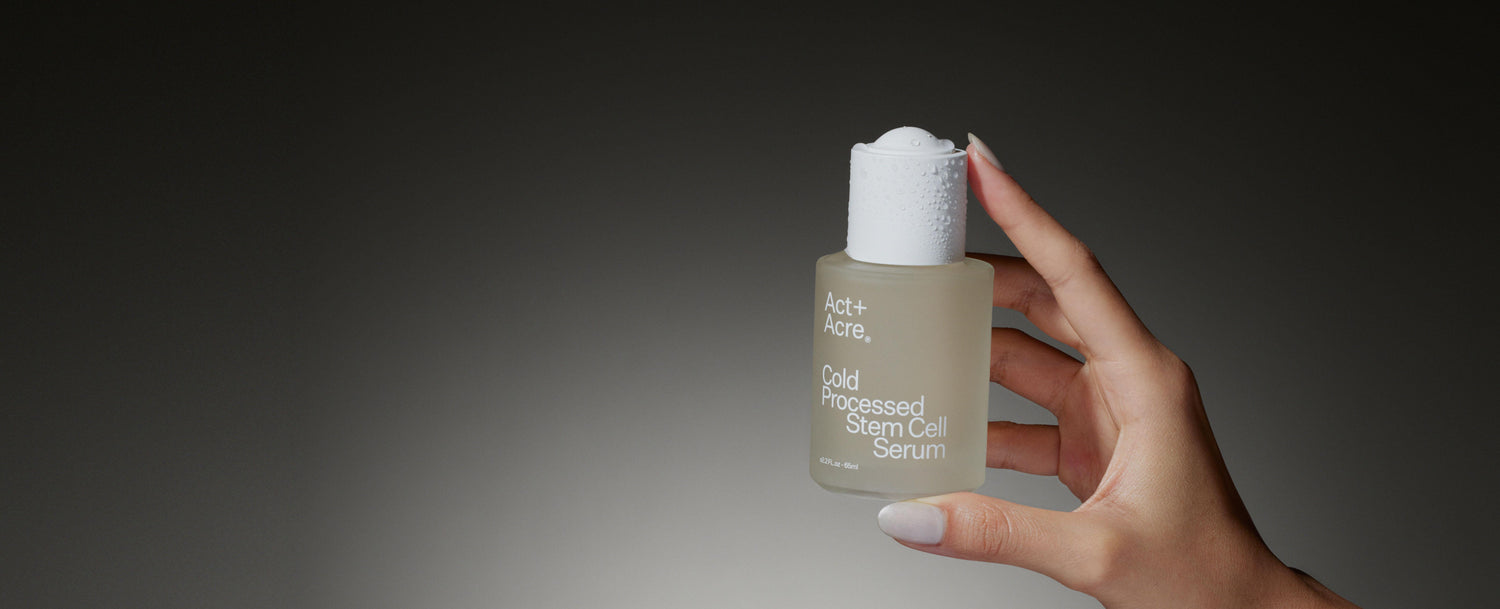 Hand holding Act+Acre Stem Cell Serum